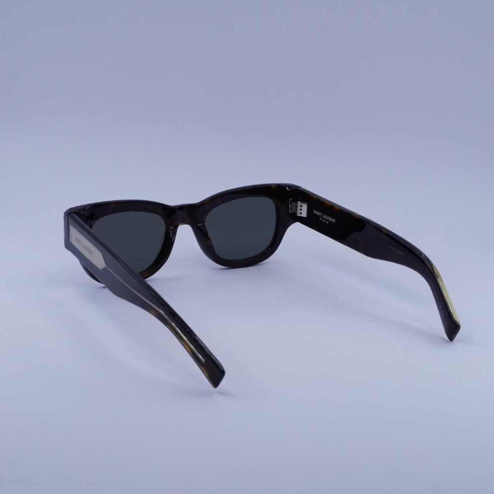 Saint Laurent SL573 002 Sunglasses Dark Havana Square Frame, Grey Lenses - Picture 5 of 11